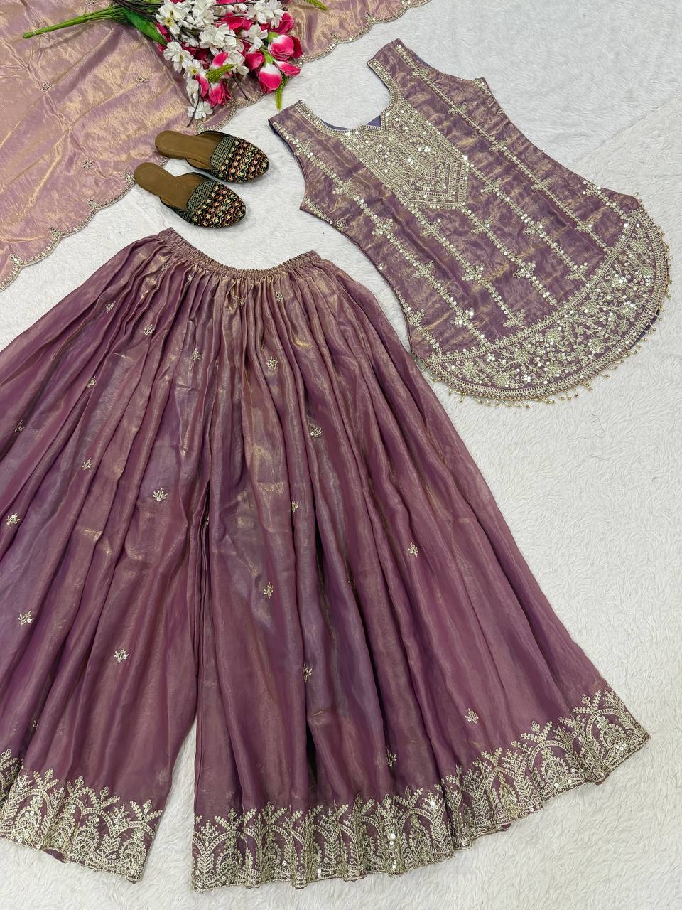 Dark Metallic Purple Kurta Set